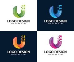 bokstaven u logotyp designmall teknik vektor