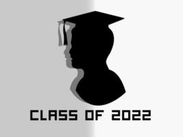 Klasse von 2022, Glückwunsch zum Abschluss mit Abschlusskappe und Kleidersilhouette-Avatar vektor