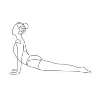 kontinuerlig linjeritning av en kvinnas fitness yoga koncept vektor hälsa illustration. det är internationella yogadagen.