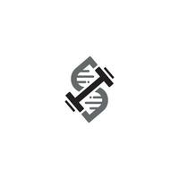 dna- und hantellogo oder symboldesign vektor