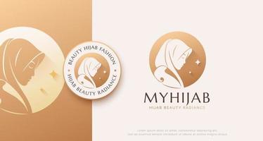 muslimische Frauensilhouette mit Hijab-Logo vektor