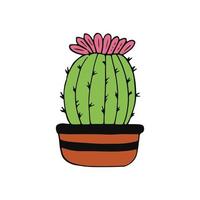 kaktus i en kruka ikon handritad. , minimalism, skandinavisk, doodle, tecknad. klistermärke växt blomma suckulent vektor