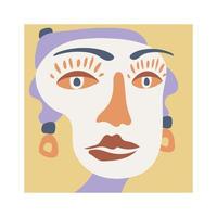 Poster mit einem abstrakten weiblichen Porträt. Frauengesicht aus einfachen geometrischen Formen. Minimalismus, pastellfarbene Erdtöne. Vektordruck für Kleidung und Poster vektor