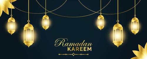 Ramadan-Kareem-Banner. ramadan islamische feiertagsgrafikschablone mit goldverzierung und licht vektor