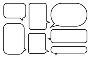 Legen Sie Sprechblasen auf weißem Hintergrund fest. chatbox oder chatvektorquadratnachricht oder kommunikationssymbolwolke, die für comics und minimalen nachrichtendialog spricht
