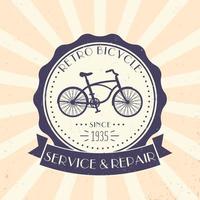 retro-fahrradservice und -reparatur, vintage-logo, emblem mit altem fahrrad vektor