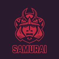 samurajhjälm, japansk ansiktsrustning som bärs av samurajkrigarna, japansk traditionell kampmask, vektorillustration vektor