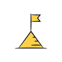 berg och flagga ikon gul tema illustration vektor