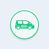 elektroauto, fahrzeugsymbol, ev, auto mit batterie, ökologischer transport rundes symbol, vektorillustration