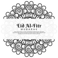 eid al-fitr mit mehndi-blumenhintergrund. abstrakte Darstellung vektor