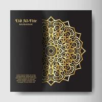 eid al-fitr mit mandalahintergrund. design für ihr datum, postkarte, banner, logo. vektor