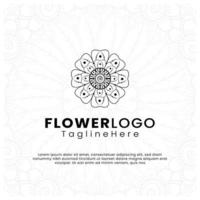 linjekonst skönhet blomma logotyp. inspirationslogodesign. mall vektor illustration. isolerad på vit bakgrund