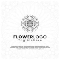 linjekonst skönhet blomma logotyp. inspirationslogodesign. mall vektor illustration. isolerad på vit bakgrund