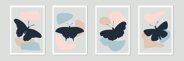 Reihe von abstrakten Formen mit Schmetterlingssilhouette. Innenrahmendesign. Vektor-Illustration vektor