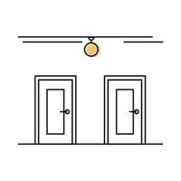 två stängda dörrar i ett rumslinjekoncept. hitta ett val, väg ut och välj vägen att uppnå. alternativ dörröppning framifrån. vektor illustration på vit bakgrund