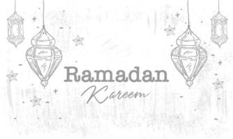handritad skiss av ramadan lykta med grunge bakgrund. vektor illustration - vektor