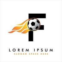 Fußball-Fußball-Logo auf Buchstabe f-Schild. Fußball-Logo-Design. vektor