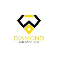 buchstabe w diamant-logo-design mit strichzeichnungsstil. Designkonzept, Logos, Logogramm, Logotyp-Diamantvorlage