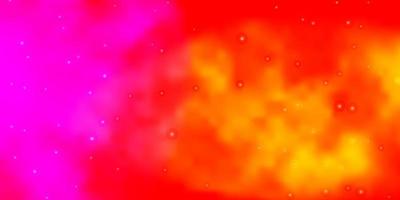 hellrosa, gelber Vektorhintergrund mit bunten Sternen. vektor