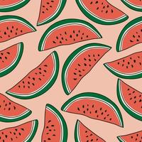 vattenmelon upprepa mönster design. handritad bakgrund. blommönster för omslagspapper eller tyg. vektor