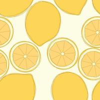 Zitronen-Wiederholungsmuster-Design. handgezeichneter hintergrund. Zitrusmuster zum Einwickeln von Papier oder Stoff. vektor