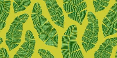 abstrakter Vektor nahtlose hellgrüne Fahne mit grünen Bananenblättern