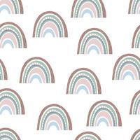 nahtloses Muster. handgezeichnetes Regenbogenmuster im Boho-Stil. abstrakte minimalistische Elemente vektor