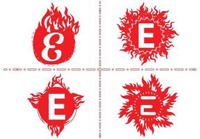 Feuer e Brief Logo und Symbol Designvorlage vektor