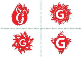 Feuer g-Brief-Logo und Symbol-Design-Vorlage vektor