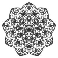 rundes Blumenmandala. kreisförmiges Ornament im orientalischen Stil. Henna-Tattoo, mehndi. dekoratives muster für tätowierung, etikettenlogo. vektor