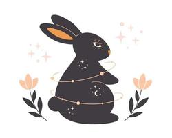 kanin med astrologi, esoteriska, mystiska och magikerelement. kaninens år vektor