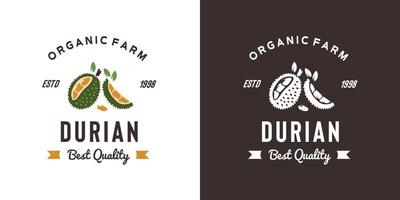 vintage durian frukt logotyp illustration lämplig för frukt butik och frukt gård vektor