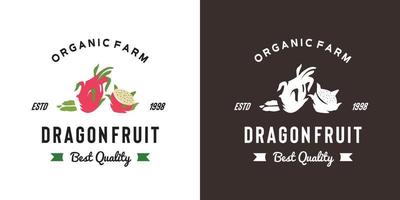 Vintage Drago-Obst-Logo-Illustration geeignet für Obstladen und Obstbauernhof vektor