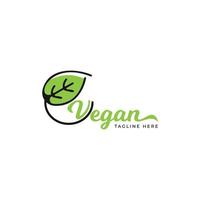 Vegansk logotyp designkoncept organisk löv logotyp mall vektor