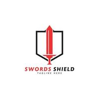 Schwerter-Logo-Design-Konzept-Vorlage Schwerter und Schild-Rüstung-Logo vektor