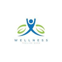 menschliches Blatt Wellness-Logo-Design natürliches Logo-Konzept vektor