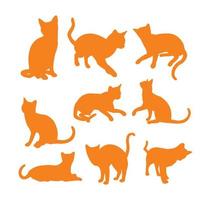 silhuetter av katt redigerbar färg vektor