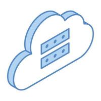 Eine trendige isometrische Ikone des Cloud-Servers, editierbares Vektordesign vektor
