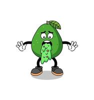 Avocado-Frucht-Maskottchen Cartoon Erbrechen vektor