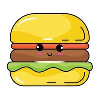 titta på denna söta hamburgerikon, platt vektor