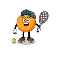 Orangenfruchtillustration als Tennisspieler vektor
