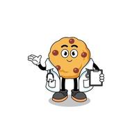 Cartoon-Maskottchen von Chocolate Chip Cookie Doctor vektor