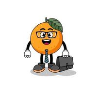 orange frukt maskot som affärsman vektor