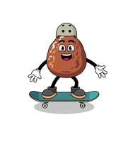 datum frukt maskot spelar en skateboard vektor