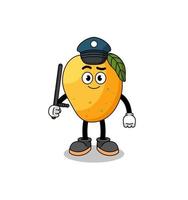 tecknad illustration av mango frukt polisen vektor