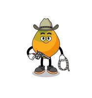 karaktär maskot av papaya frukt som en cowboy vektor