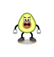 Avocado-Cartoon-Illustration mit wütendem Ausdruck vektor