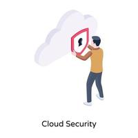 Laden Sie das isometrische Symbol der Cloud-Sicherheit herunter vektor