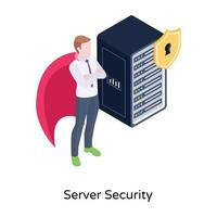 Datenbank mit Schild, ein isometrisches Symbol der Serversicherheit vektor