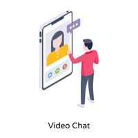 Personen, die online sprechen, isometrische Ikone des Video-Chats vektor